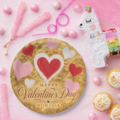 Goldene Herzen Valentinstag Funkeln Pappteller (Party)