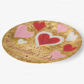 Goldene Herzen Valentinstag Funkeln Pappteller (Schrägansicht)