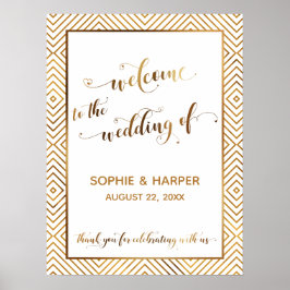 Goldene Herzen Willkommen bei der Hochzeitschrift  Poster