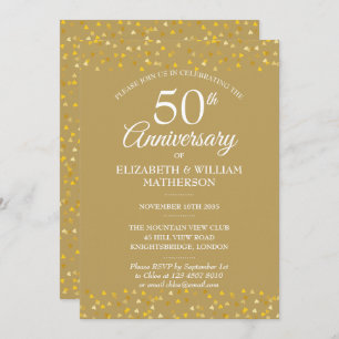 Goldene Herzen zum 50. Jahrestag Einladung