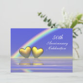 Goldene Herzen zum 50. Jahrestag Einladung (Stehend Vorderseite)