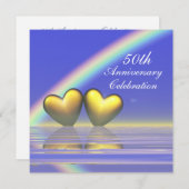 Goldene Herzen zum 50. Jahrestag Einladung (Vorne/Hinten)