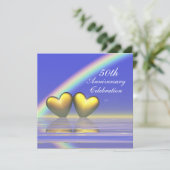 Goldene Herzen zum 50. Jahrestag Einladung (Stehend Vorderseite)