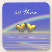 Goldene Herzen zum 50. Jahrestag Getränkeuntersetzer (Vorderseite)