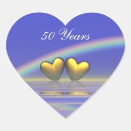 Goldene Herzen zum 50. Jahrestag Herz-Aufkleber