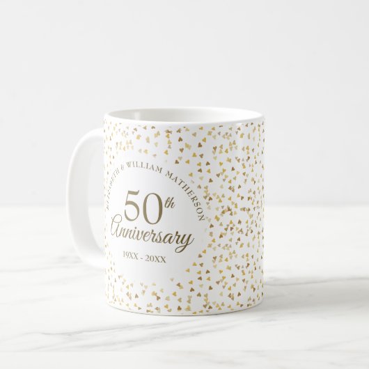 Goldene Herzen zum 50. Jahrestag Kaffeetasse (Vorderseite Links)