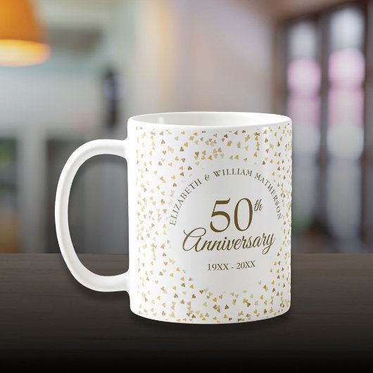 Goldene Herzen zum 50. Jahrestag Kaffeetasse