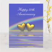 Goldene Herzen zum 50. Jahrestag Karte (Gelbe Blume)