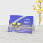 Goldene Herzen zum 50. Jahrestag Karte (Gelbe Blume)