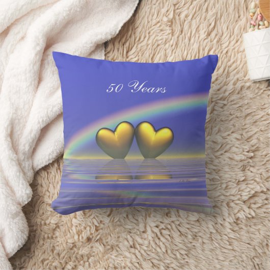Goldene Herzen zum 50. Jahrestag Kissen (Decke)