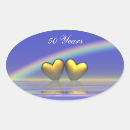 Goldene Herzen zum 50. Jahrestag Ovaler Aufkleber