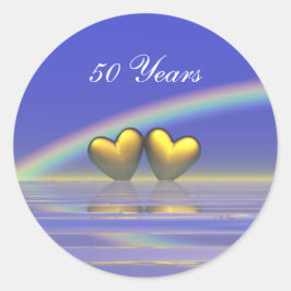 Goldene Herzen zum 50. Jahrestag Runder Aufkleber