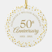 Goldene Herzen zum 50. Jubiläum Keramik Ornament (Vorne)