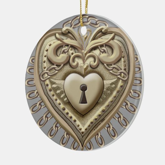 Goldene Herzenslocke Keramikornament (Links)