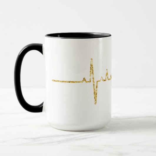Goldene Herzfrequenz mit Caduceus Symbol-Tasse Tasse (Links)