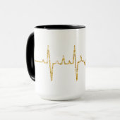 Goldene Herzfrequenz mit Caduceus Symbol-Tasse Tasse (Vorderseite Links)