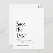 Goldene Herzschrift Save the Date Definition Postkarte (Vorne/Hinten)