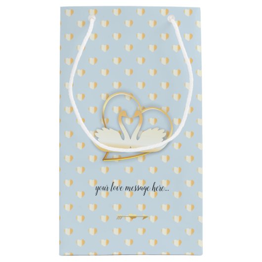 Goldene Herzschwäne, sanfte Liebe Kleine Geschenktüte (Rückseite)
