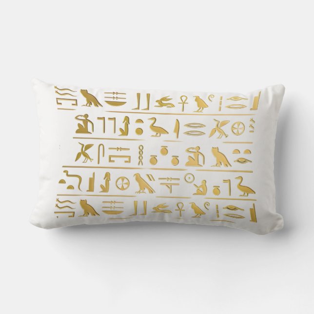 Goldene Hieroglyphen - Alte ägyptische Heilige Sch Kissen Für Draußen (Rückseite)
