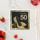 Goldene High Heel 50. Geburtstagsparty Serviette (Beispiel)