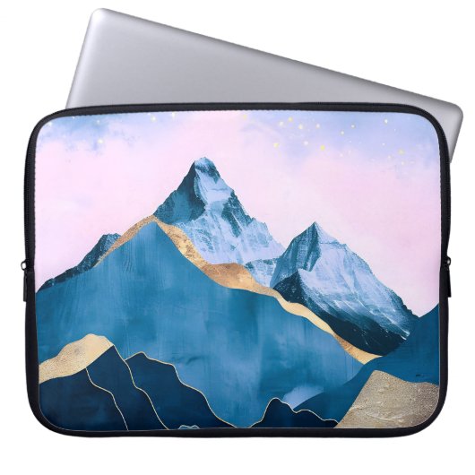 Goldene Himmelsgipfel Wasserfarbe Laptopschutzhülle (Vorderseite)