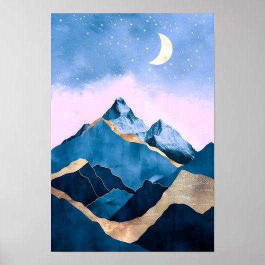 Goldene Himmelsgipfel Wasserfarbe Poster (Vorne)