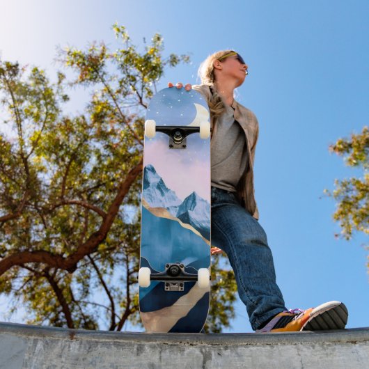 Goldene Himmelsgipfel Wasserfarbe Skateboard (Außenbereich 1)
