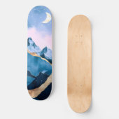 Goldene Himmelsgipfel Wasserfarbe Skateboard (Vorderseite)