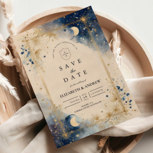 Goldene Himmelsnacht-Hochzeit Save The Date