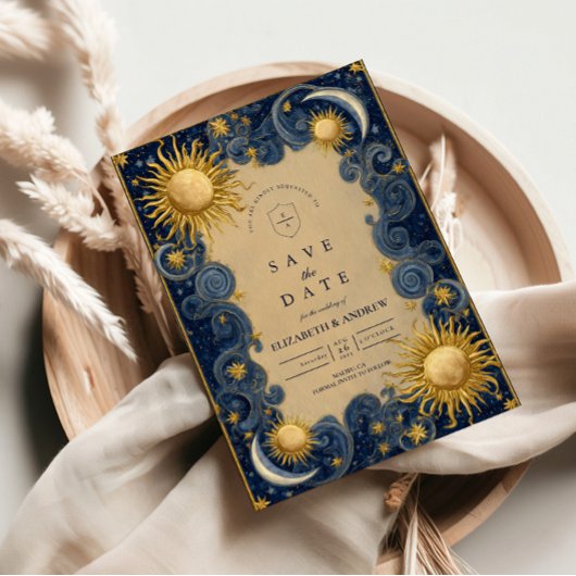 Goldene Himmlische Barock-Hochzeit Save The Date