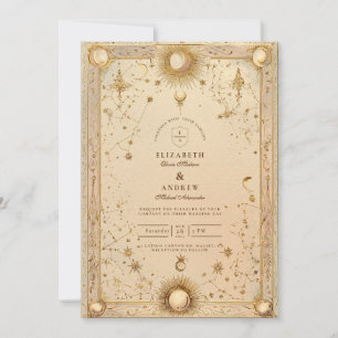Goldene Himmlische Barockhochzeit Einladung