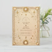 Goldene Himmlische Barockhochzeit Einladung (Stehend Vorderseite)