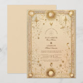 Goldene Himmlische Barockhochzeit Einladung (Vorne/Hinten)