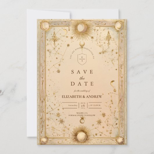 Goldene Himmlische Barockhochzeit Save The Date (Vorderseite)