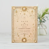 Goldene Himmlische Barockhochzeit Save The Date (Stehend Vorderseite)