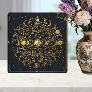 Goldene Himmlische Mondphasen Alchemische Harmonie Fliese