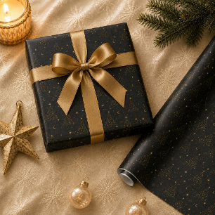 Goldene himmlische Weihnachtsbaum-Verpackungspapie Geschenkpapier