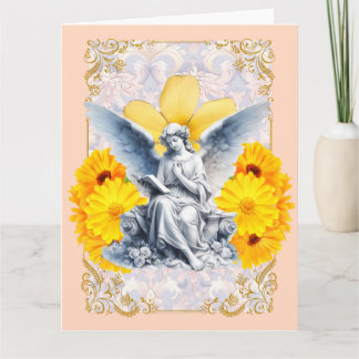 Goldene Hingabe - Sonnenblumenengel Karte