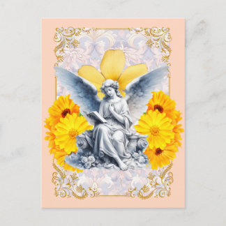 Goldene Hingabe - Sonnenblumenengel Postkarte