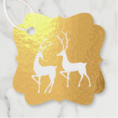 Goldene Hirsche Feiertage Rotes Reverse Geschenkanhänger (Vorderseite)