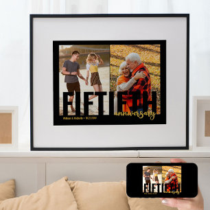 Goldene Hochzeit 2 Foto Modern 50. Hochzeitstag Poster