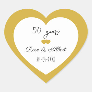 Goldene Hochzeit, 50 Ehejahre, Brauch Herz-Aufkleber