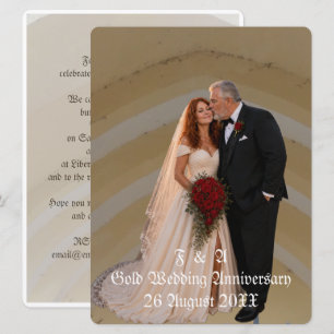 Goldene Hochzeit 50. Jubiläum Paar Foto Kuss Einladung