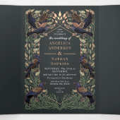 Goldene Hochzeit der verzauberten gotischen Raven- Dreifach Gefaltete Einladung (Innenseite Mitte)