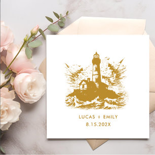 Goldene Hochzeit des Leuchtturms an der Küste Serviette