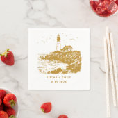 Goldene Hochzeit des Leuchtturms an der Küste Serviette (Beispiel)