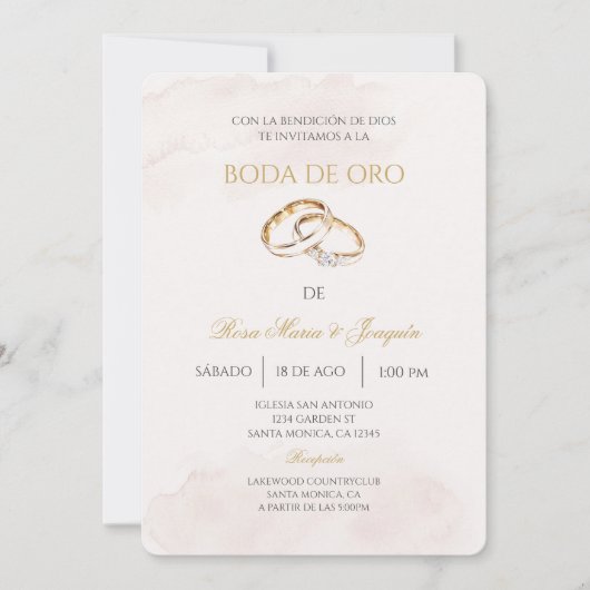 Goldene Hochzeit editierbar Einladung (Vorderseite)