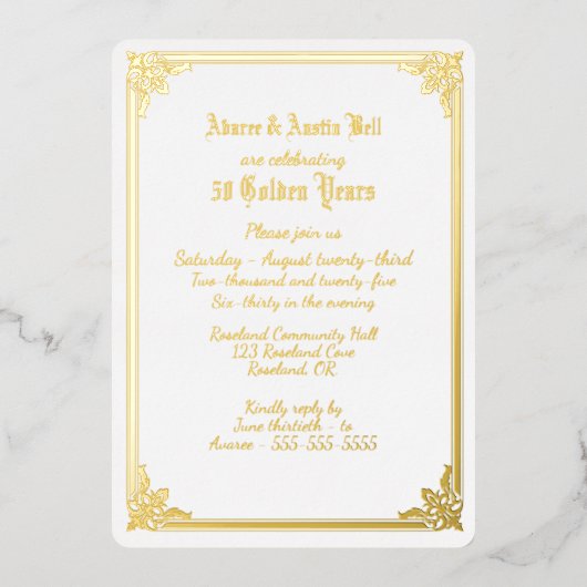 Goldene Hochzeit - Einladung (Vorderseite)