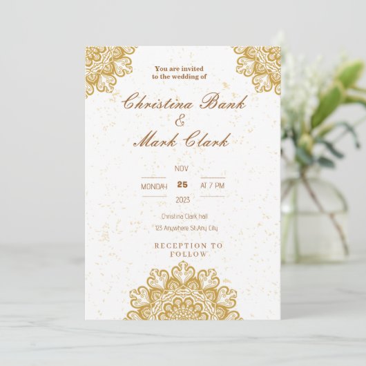 Goldene Hochzeit Einladung (Stehend Vorderseite)