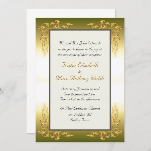 Goldene Hochzeit Einladung (Vorne/Hinten)